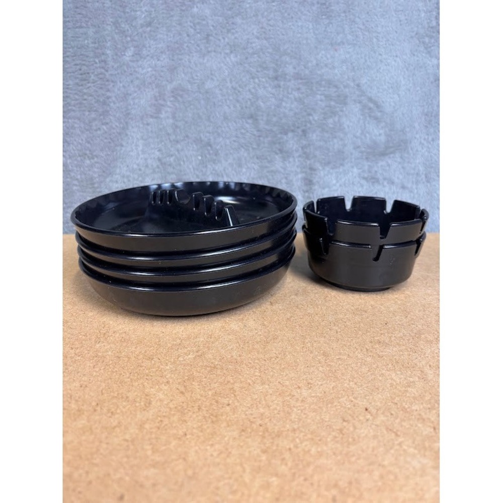 Ges-Line Black Melamine Ashtray Set 6pc‎ Made in USA Models 341 & 283 Stackable